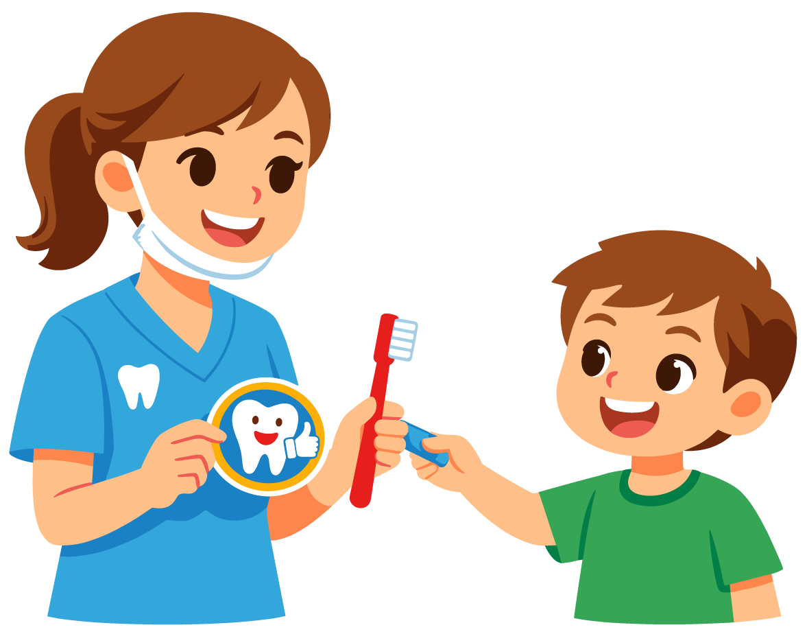 dentist-handing-child-toothbrush-and-sticker-after-visit-positive-dental-experience