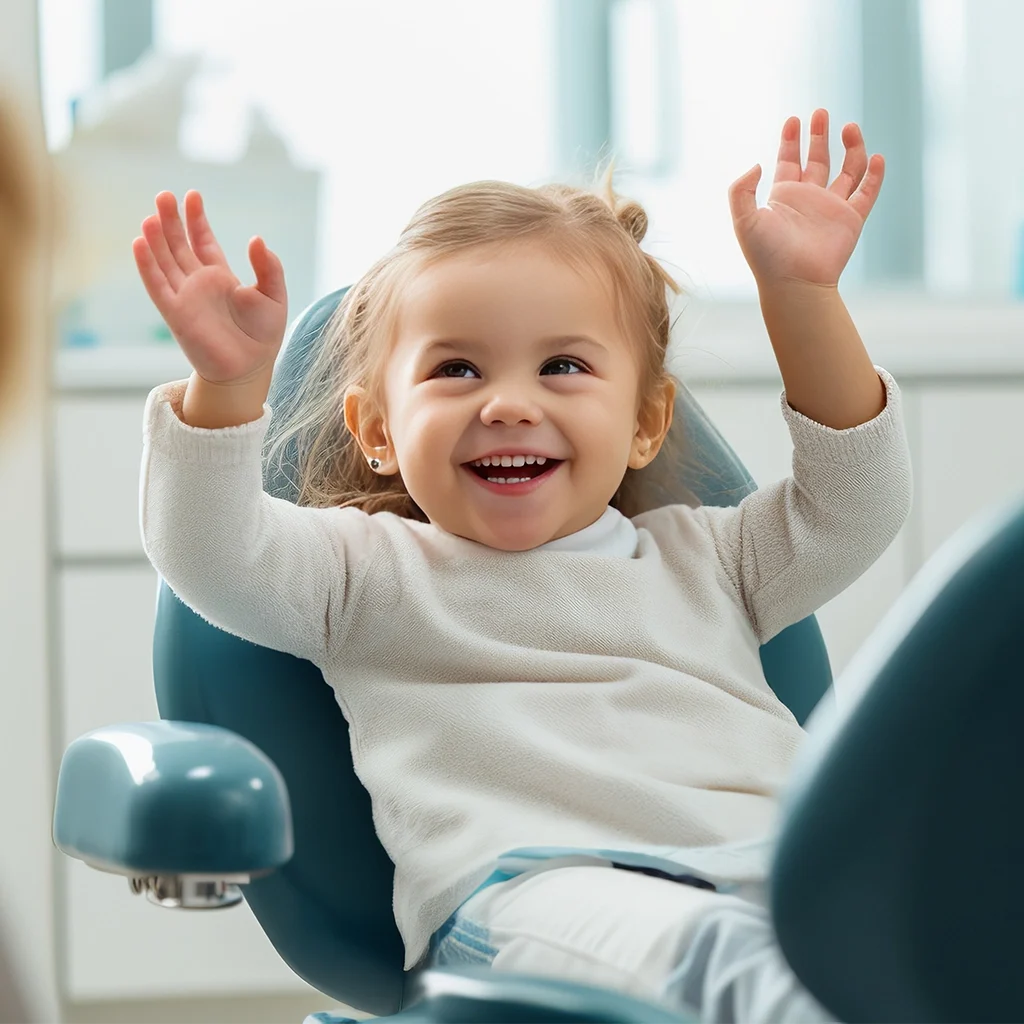 candid emotional photo of a child sitting in a dental chair